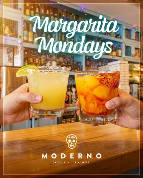 Mondays just got a whole lot better. $5 house margs all day — frozen or on the rocks. Round up your crew and let's go!
#ModernoHouston #MargaritaMonday #HoustonEats