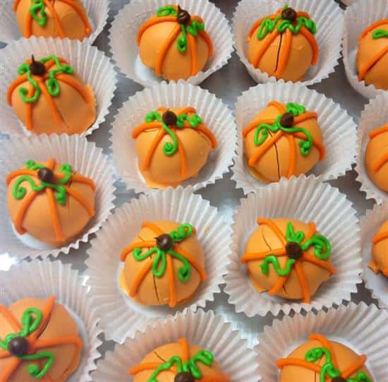 Orange fudge with pumpkin decoration