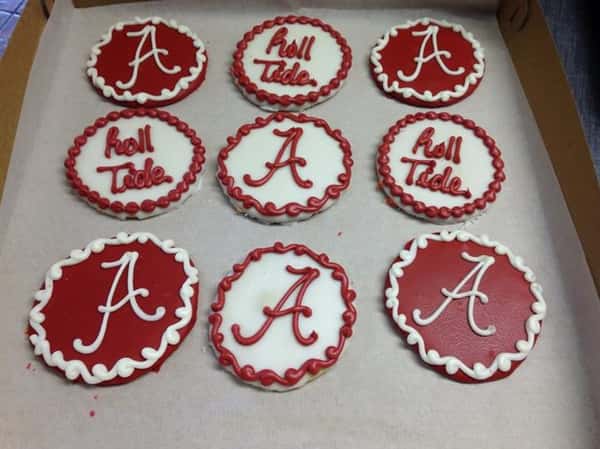 White and chocolate covered cookies decorated with letters