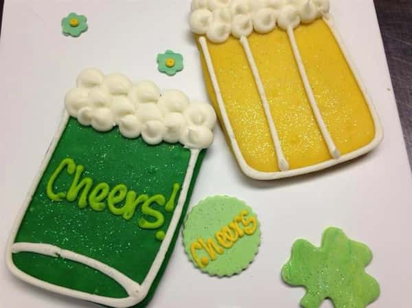 Sugar cookies in the shape of beer mugs