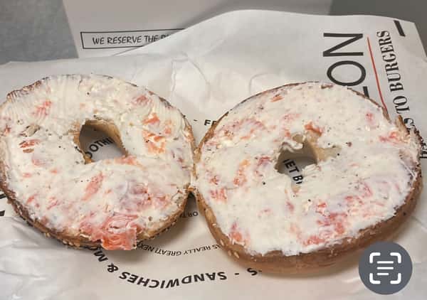 Onion Bagel with Lox Spread