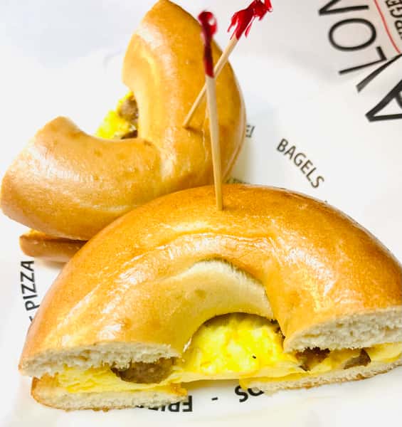 Cheddar and Sausage Omelette Sandwich