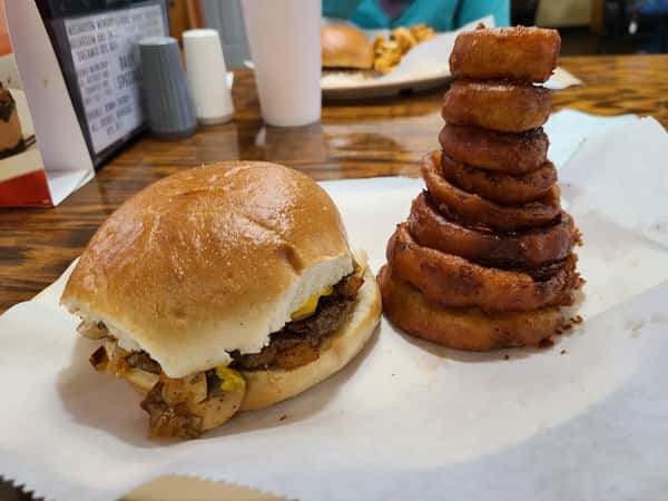 Burger with stacked side