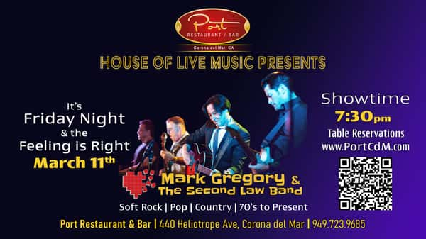 Portcdm Present Mark Gregory & The Second Law Band - Port Restaurant 