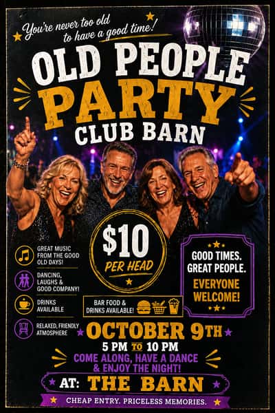 Old People Party at Club Barn!