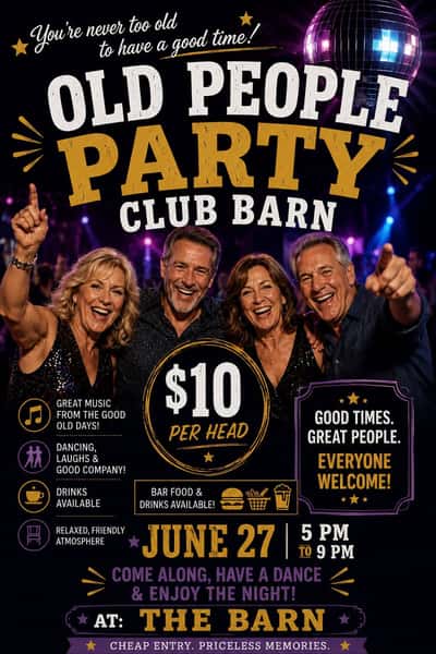 Old People Party at Club Barn!