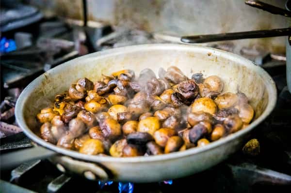 mushrooms in a pan