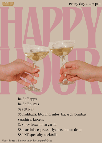 LNF 2024 Happy Hour - Every Day