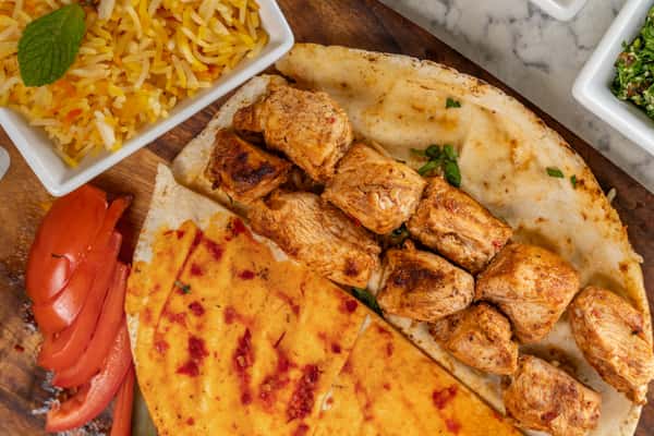 shish tawook two skewers