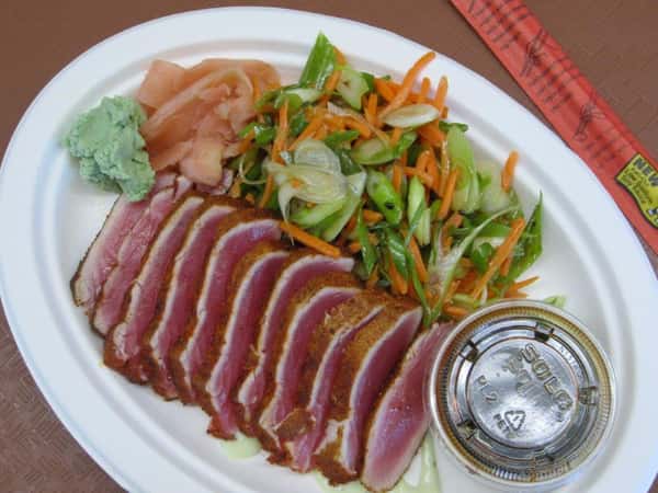 ahi tuna with a side salad