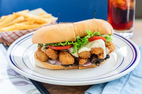 Fried Popcorn Shrimp Sandwich