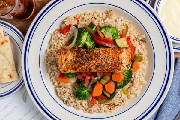 Grilled Salmon Rice Plate