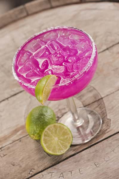 Handcrafted prickly pear margarita.