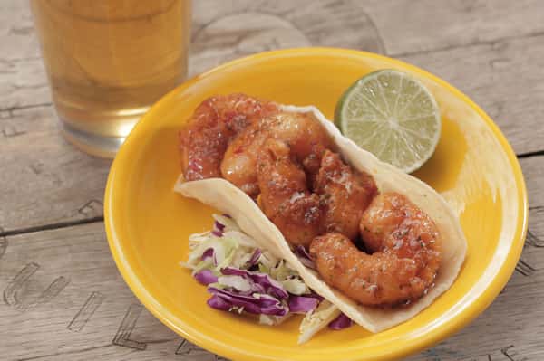 Sweet and spicy island shrimp taco.