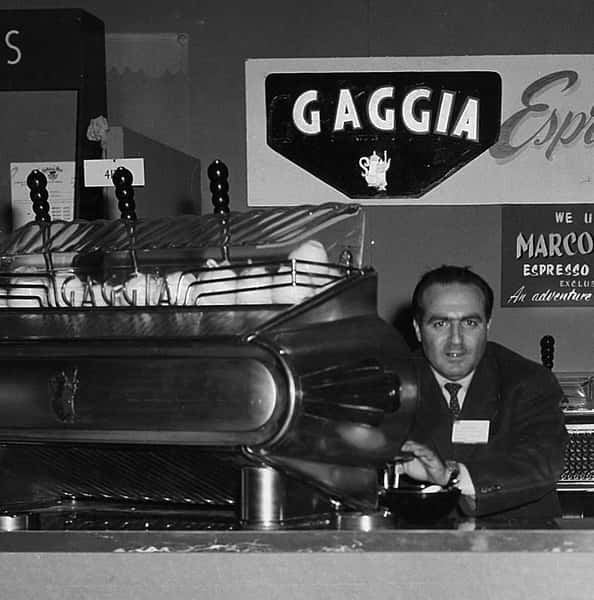 Vintage photo of a man behind a counter