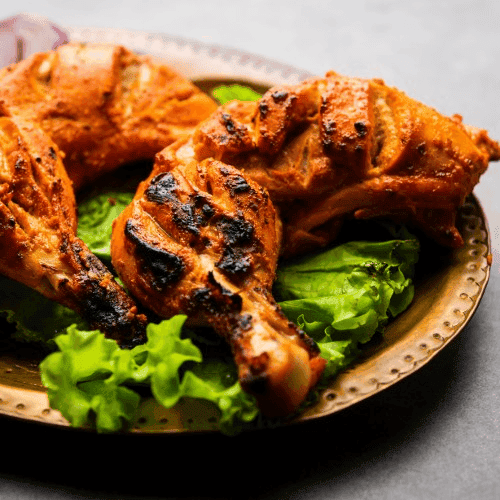 Chicken tikka on a platter