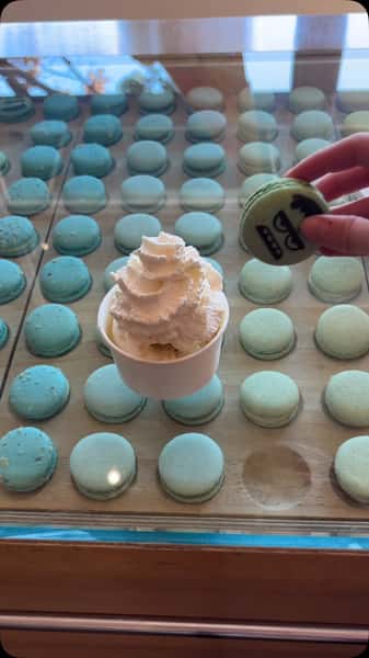 Meet the ultimate Halloween sundae: our Bucket of Candy ice cream topped with a Frankenstein and a Mummy macaron.

Sweet, creamy, chocolatey, and just the right amount of creepy.

Fill your Halloween with JOY and come try this spooky sundae before it disappears!