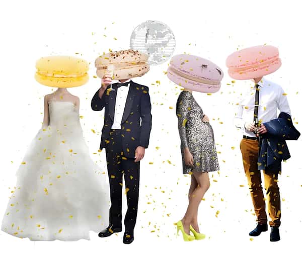 People with Macaron masks