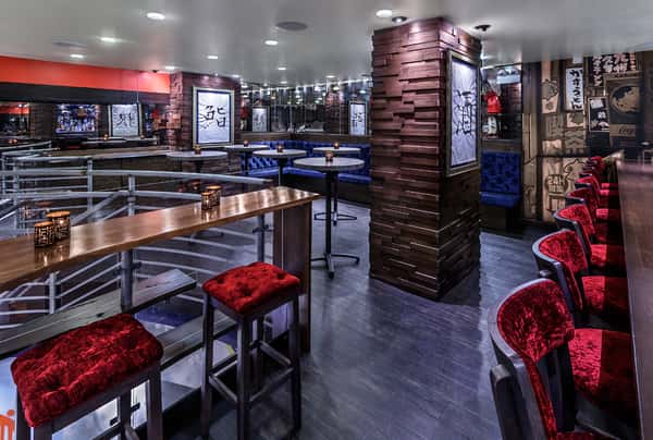 area with plus red seating