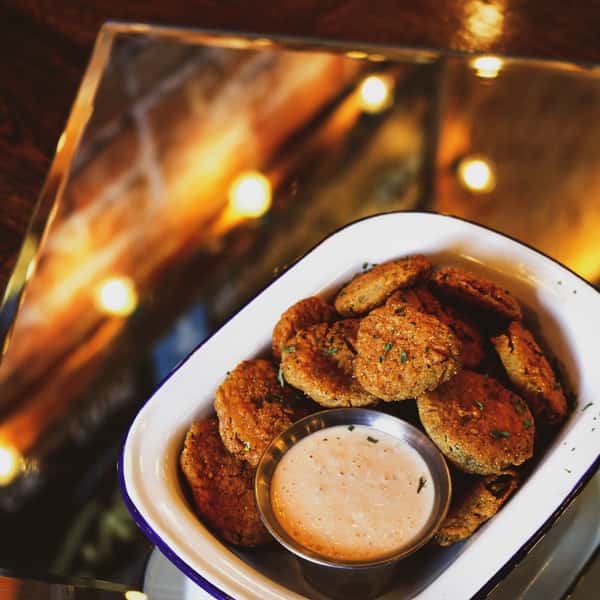 Fried Pickles with Sriracha Ranch Dipping Sauce