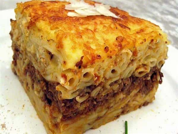 meat lasagna with gold crisp cheese on top
