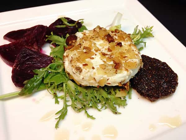 Pear And Almond Crusted Goat Cheese