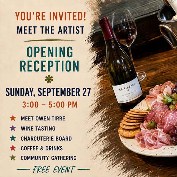 🎨 Closing Reception
TODAY!!
Sunday, September 27 | 3:00 PM – 5:00 PM
Join us for one final afternoon with Owen Tirre as we celebrate the exhibition's closing and enjoy the artwork one last time.
✨ Admission is free. Everyone is welcome.
At The Corner Store, we believe in serving more than food and coffee—we believe in creating a place where local artists, neighbors, and friends can come together. Whether you're an art lover, a longtime San Pedro resident, or simply looking for a unique afternoon, we'd love to have you.
Come for the art. Stay for the coffee. Leave with a new connection.
Food + Wine Sponsored by David De Anda :: ANDA Real Estate San Pedro 626-592-5341
📍 The Corner Store
1118 W. 37th Street
San Pedro, CA 90731
☕ Coffee • Breakfast • Lunch • Local Art • Community