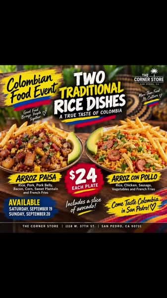 🇨🇴 SAN PEDRO STANDS WITH COLOMBIA 🇨🇴❤️
TODAY & TOMORROW — SEPTEMBER 19 & 20
San Pedro, today we’re coming together at The Corner Store to support families in Manizales, Colombia, affected by the devastating earthquake.
This weekend, come experience a little piece of Colombia right here in San Pedro! 🇨🇴
🍽️ Homemade Colombian food prepared by my wife, Julieth, and our family
☕ Colombian coffee — 100% of Colombian coffee sales will be donated to the fundraiser
🥤 Colombian sodas
🍺 Colombian beer
🎶 Colombian music, food & atmosphere all day
The Corner Store will also be donating 10% of proceeds from our Colombian food to help families rebuild their homes and move forward after this tragedy.
❤️ Want to help even more?
Scan the GoFundMe QR code on our flyer to make a direct donation. Every contribution, big or small, makes a difference.
Come hungry, bring your family and friends, enjoy some great Colombian food, and help us support a beautiful cause.
📍 The Corner Store
1118 W. 37th St.
San Pedro, CA 90731
📅 September 19–20
Please SHARE this post and help us spread the word throughout San Pedro and the South Bay. 🇨🇴❤️🇺🇸
Donde come uno, comen dos. ❤️