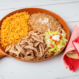 chicken, rice, and beans