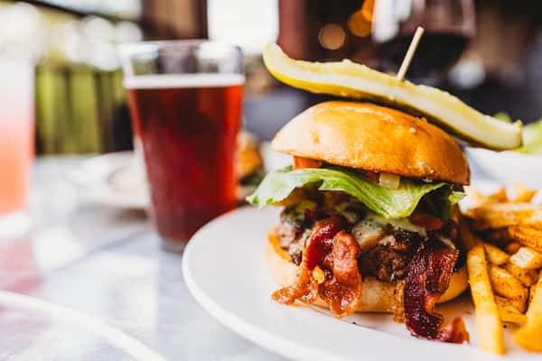 Delicious burger & beer