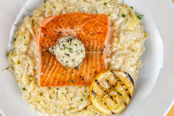 Lemon Orzo With Salmon