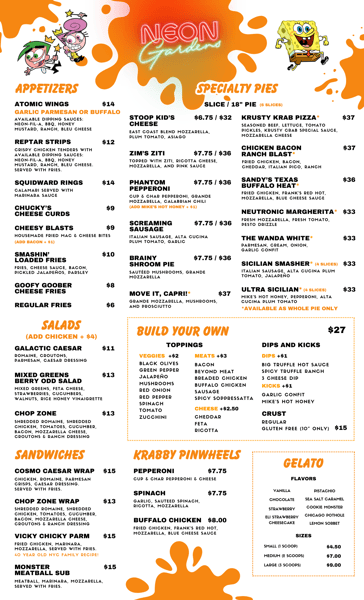 Nick at Neon Menu