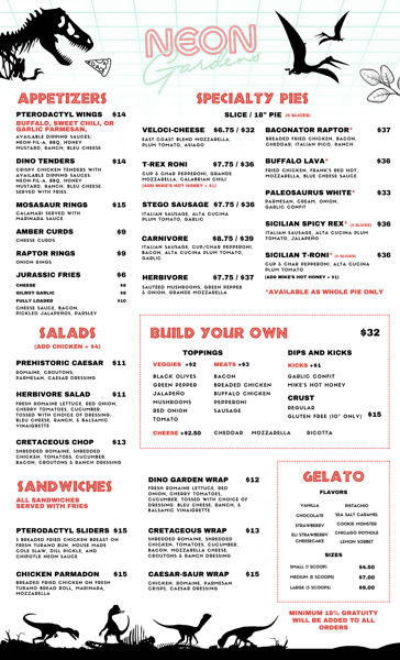 Jurassic Summer Food Menu