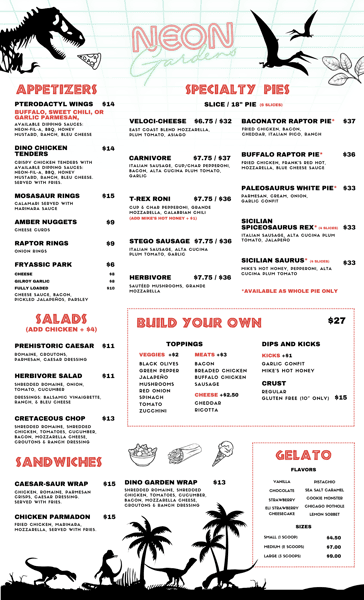 Jurassic Summer Menu