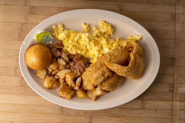 Fried Catfish Two Eggs