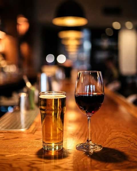 Wine and draft beer served at the upscale bar inside Positano Ristorante Italiano