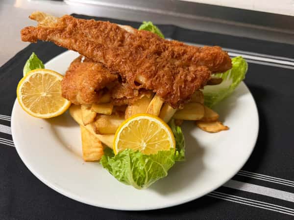 Crispy fried fish and seasoned fries served at Positano Ristorante Italiano in Palm Harbor