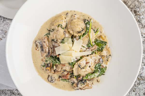 WILD MUSHROOM RAVIOLI CARBONARA