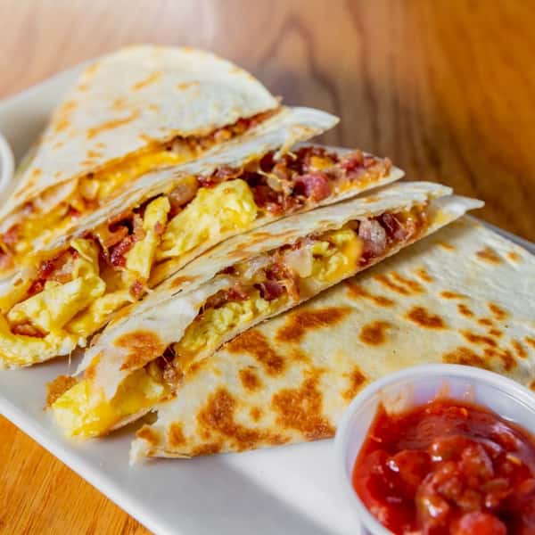 Bacon, Cheddar, Onion & Egg Quesa