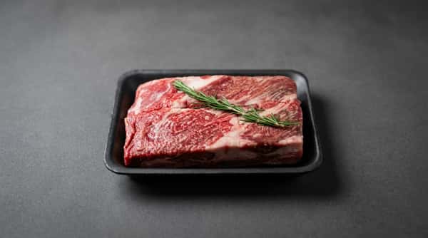Premium marbled beef roast displayed at La Carniceria Prime Meat Market