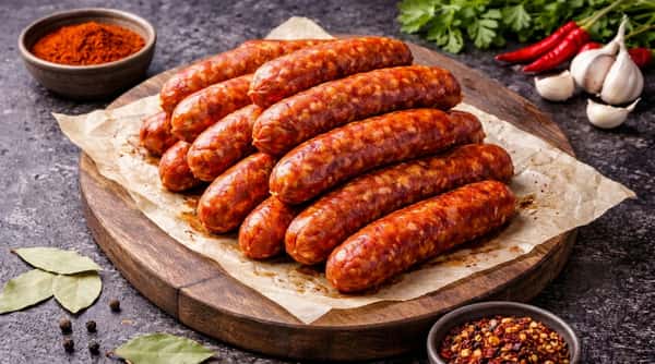 Handcrafted chorizo sausages made fresh at La Carniceria Prime Meat Market in Indianapolis
