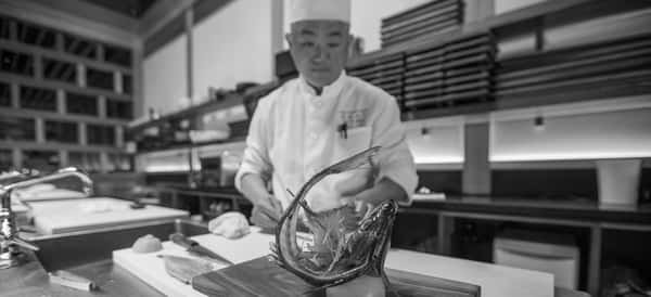 chef preparing eel