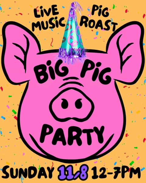 🐷1ST ANNUAL BIG PIG PARTY🐷

Sunday November 8th

We're kicking off the beautiful Florida Fall with an annual Pig Roast!

🎸LIVE MUSIC from:
@fortunechildmusic 
@loose.touch 
@intensionband 

🐷PIG from:
@thompsonfarms 

🔪CHEFS:
@robcrab 
@rococo.cantaloupe 

🍹DELICIOUS BEVS thanks to:
@backbarproject 
@lagrimastequila 
@donnaspicklebeer 

Get ready for a true Fall Fiesta with good tunes, kickin' drinks, and epic eats

Partyin' from 12-7
