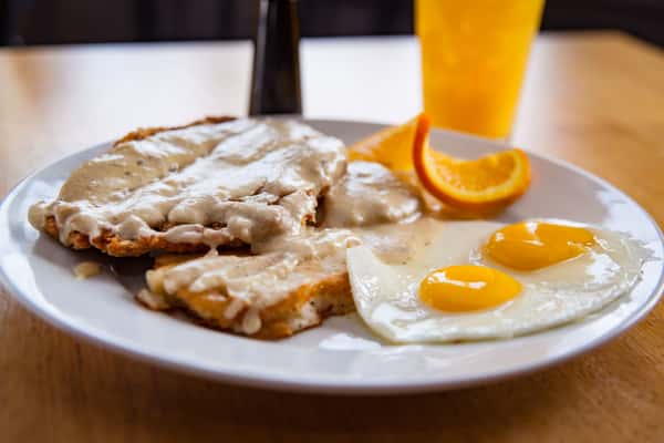 county fried steak and egg