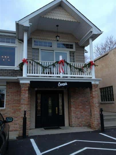 Exterior of Casey's with decor