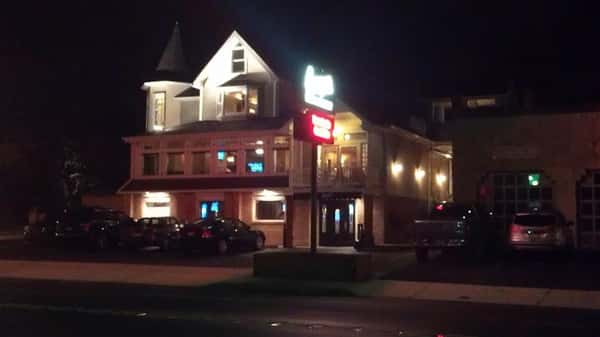 Exterior of Casey's at night time