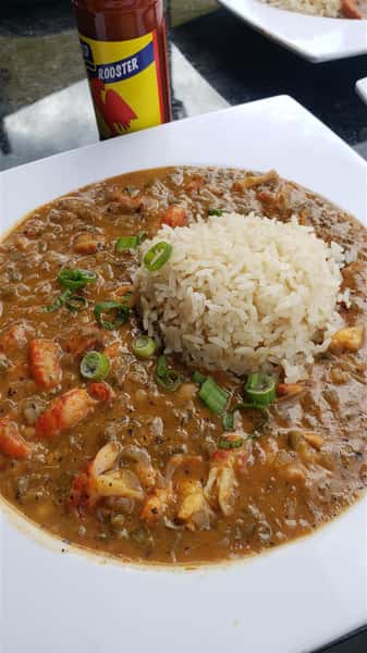 Gumbo topped with rice