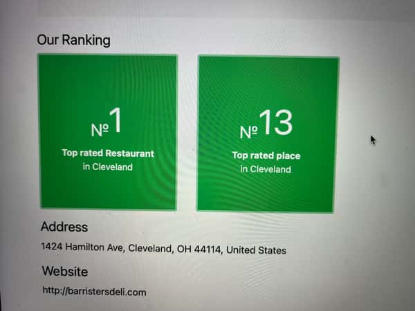 No. 1 Top Rated Restaurant in Cleveland / No. 13 Top Rated Place in Cleveland