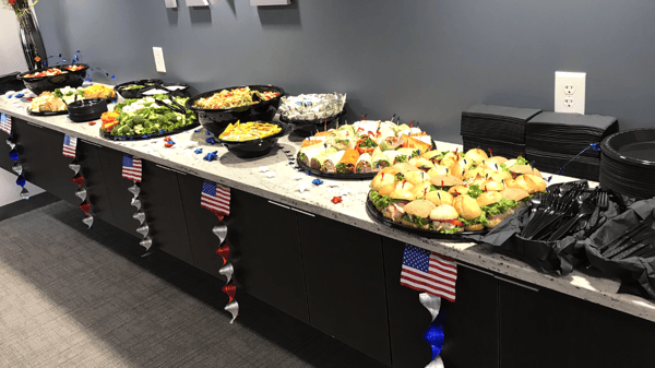 catering trays and bowls on the table