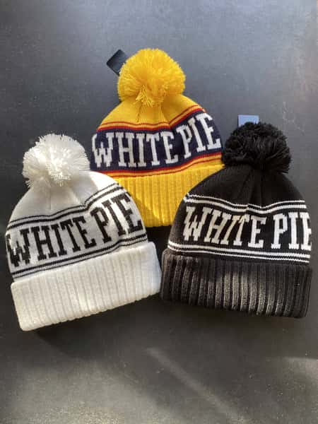 White Pie Pom Beanie